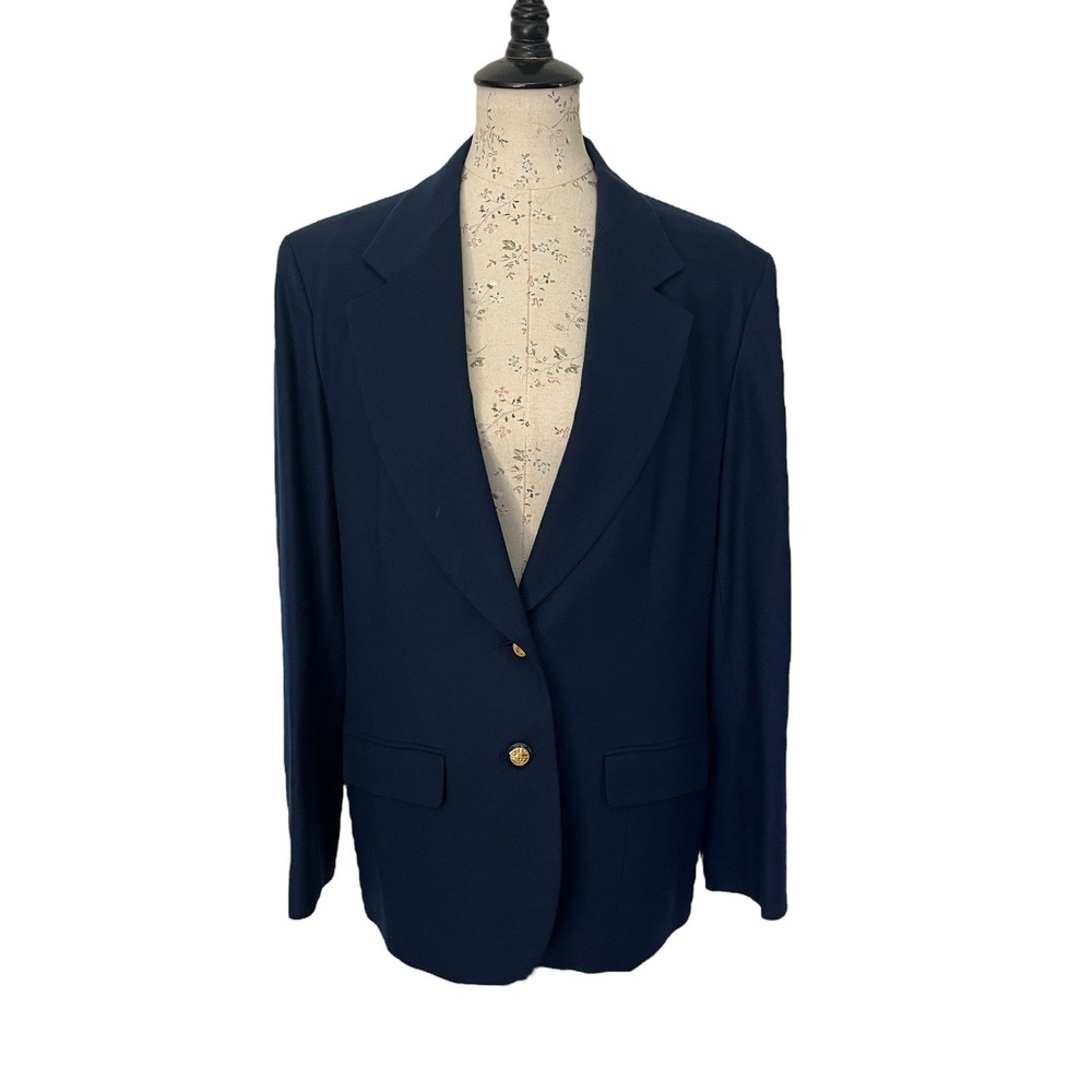 Pendleton Virgin Wool Made in USA‎ Single Breasted Blue Blazer 16 Gold Button